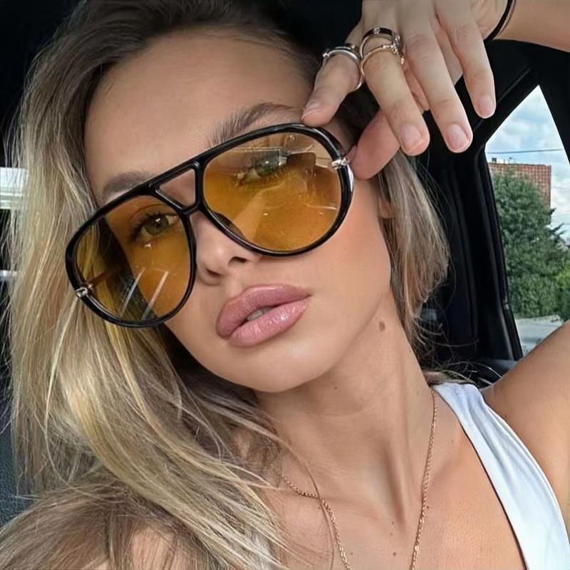 〖Summer Turn Up〗1 PCS New Fashionable Women's Glasses Unique Frame Design Stylish Dual Bridge Eyewear Tinted Lens Sunglasses