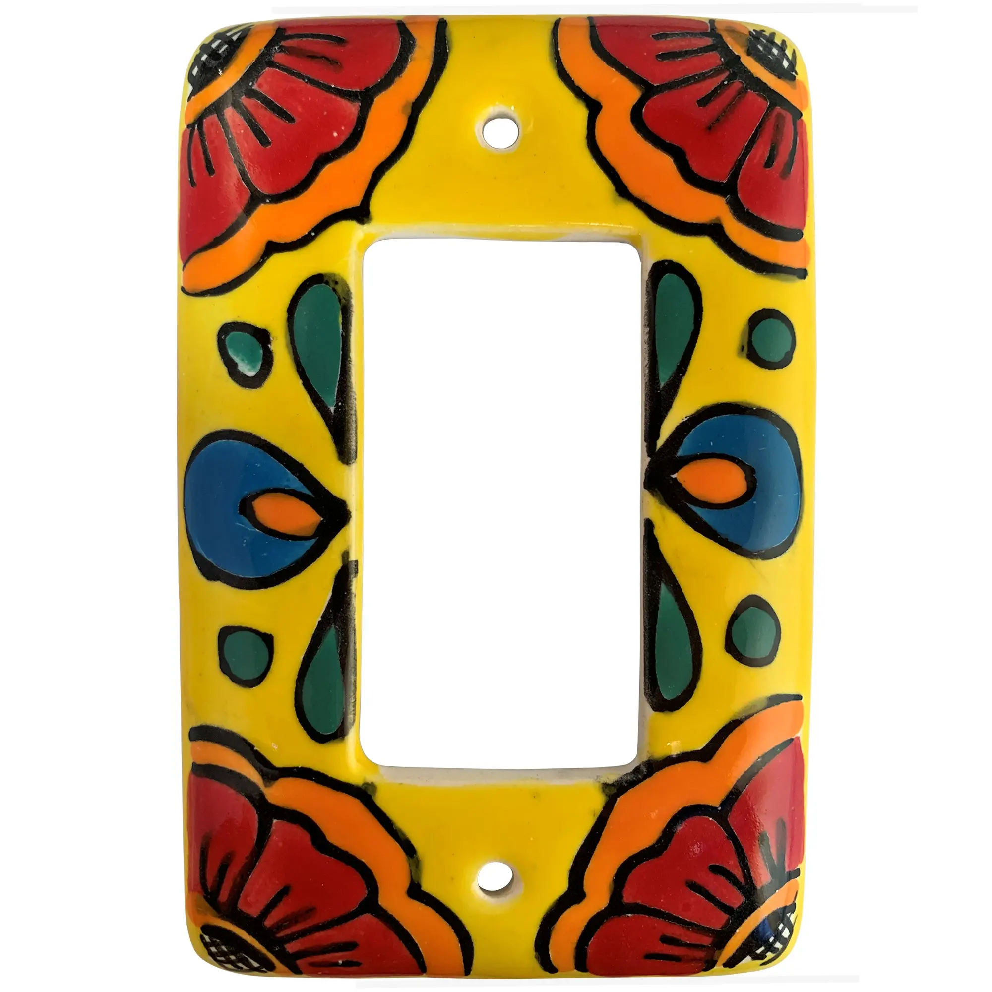 TalaMex Canary GFI/Rocker Mexican Talavera Ceramic Switch Plate