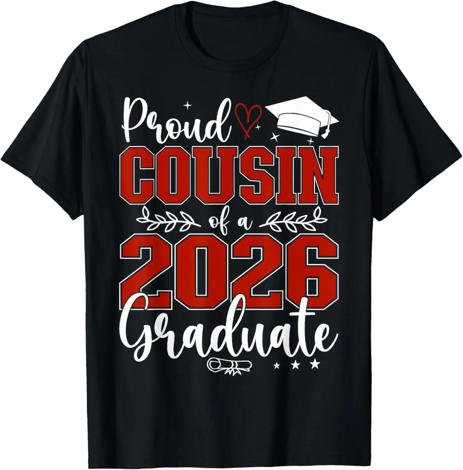 Women's 100% Cotton Short Sleeve Round Neck Distressed Vintage Graphic T-Shirt - Everyday Tops, Proud Cousin of 2026 Graduation T-Shirt Gift