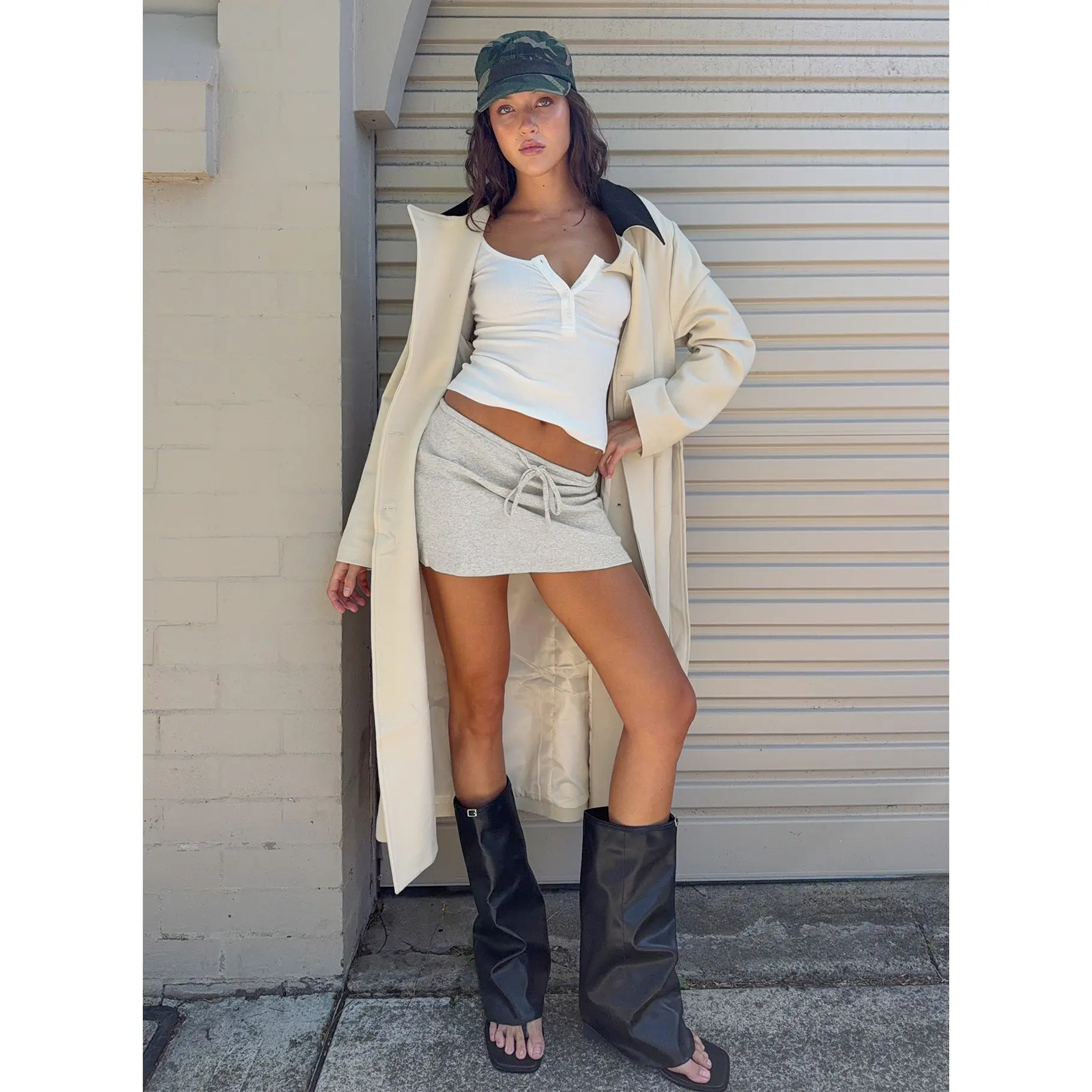 Baseline Rib Skort Grey Marle