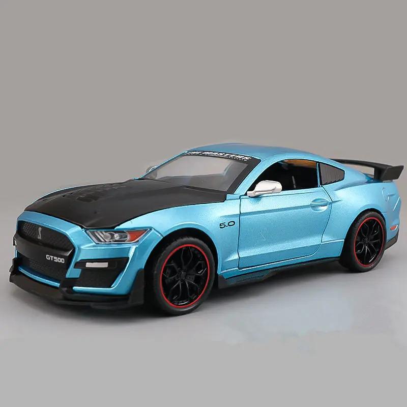 1:24 Mustang GT500 Alloy Sports Car Model Die-cast Metal Racing Car Model Sound and Light Children's Toy Gift