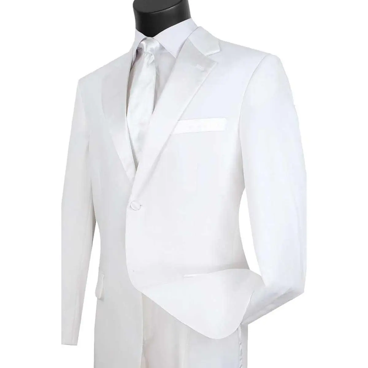 Mens Classic 2 Button Poplin Tuxedo in White