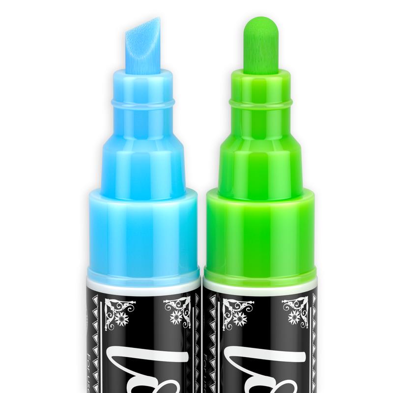 Loddie Doddie 24ct Chalk Markers - Color Collection - Erases Completely on Non-Porous Surfaces, Windows and Glass | 6mm Reversible Bullet & Chisel Tip