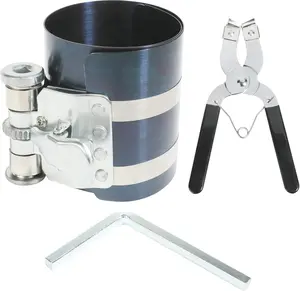 Piston Ring Compressor Tool,Car Accessories Car Engine Piston Ring Installer Removal Kit,Adjustable Sizes From 2-1/8" to 7",Compressor Tool and Piston Ring Pliers for Adjustable Safety Screws