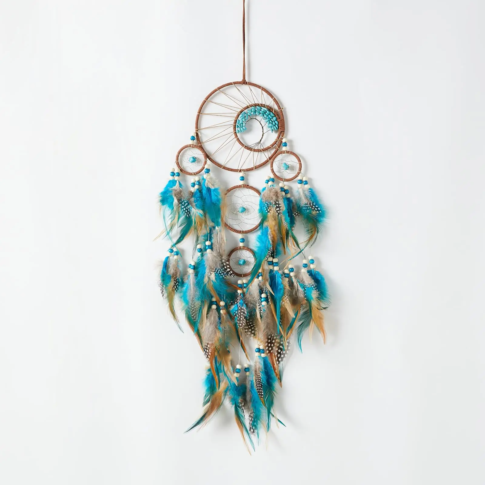Handmade LED Light-Up Tree of Life Dream Catcher with Crystal Stone & Feathers, Boho DIY Beading Wall Hanging Room Accessories for Bedroom Decor, Unique Gift for Women
