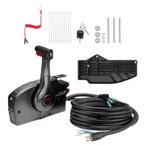 VEVOR Boat Throttle Control,  881170A15 Side-Mounted Outboard Remote Control Box for Mercury PT 2-Stroke, Marine Throttle Control Box with Power Trim Switch, 16.3 ft Harness 8+4 Pin, and Lanyard