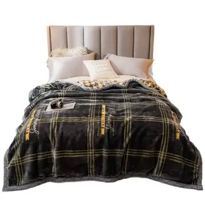 Double Layer Raschel Fabric Blanket - Thick, Weighted, Multi-Size Striped Print Blanket for Office Naps, Ideal Group Gift for Bulk Purchases