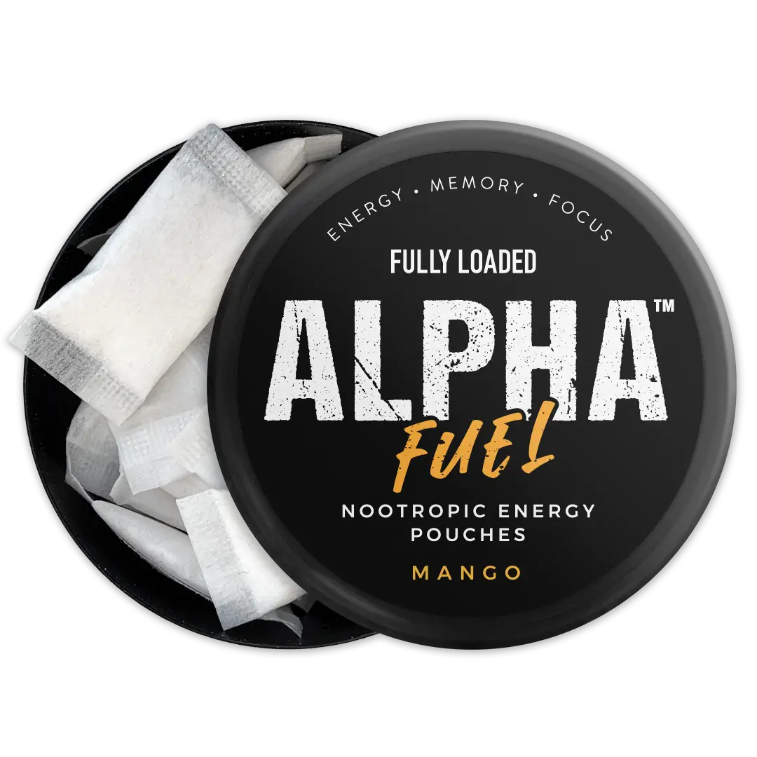 ALPHA Fuel Nootropic Mango Energy Pouches by Fully Loaded - Energy, Focus, Memory - Sugar Free Sport Beverage
