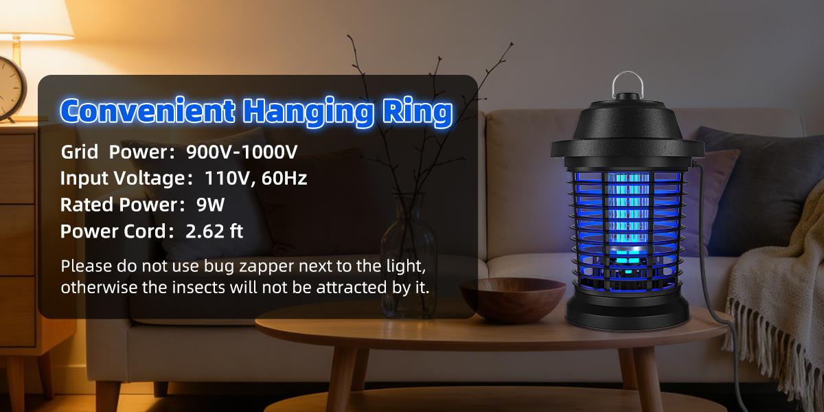 T9 Pro Outdoor Electric Bug Zapper & Mosquito Fly Trap(3-Prong Plug, 90-130V, Durable ABS Housing)
