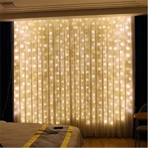 6.5x9.8ft Curtain String Lights, USB Plug Fairy Lights Remote Dimmable Control, 8 Flashing Modes  Lights for Window Christmas Bedroom Party Wedding Garden Wall(Warm White)