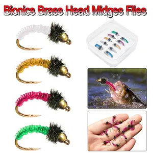 5Pcs/Box Rainbow Brown Brook Trout Brass Head Midges Scud Nymph Multicolor Fly Fly Fishing Bug Insect Worm Flies Lure