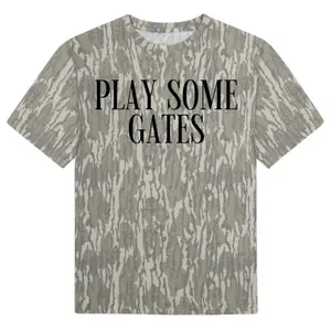 Camo Graphic Tee – Bold “Play Some Gates” Print Shirt