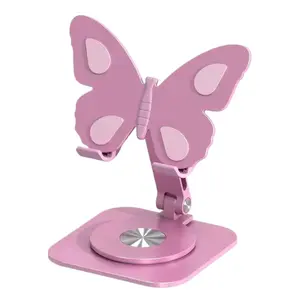 Aluminum Alloy Butterfly Cellphone Mount - 360° Rotating, Folding, Adjustable Mobile Stand for Phones & Tablets, Phone & Electronics Accessories,summervibes Smartphone Folding Mount,  Compact Selfie Phone Holder Foldable