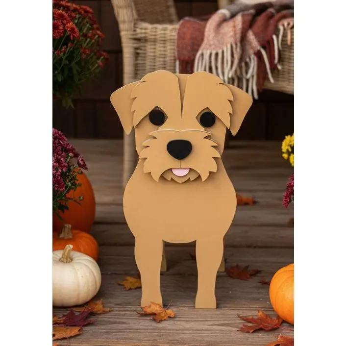 Border Terrier Dog Planter Box decor