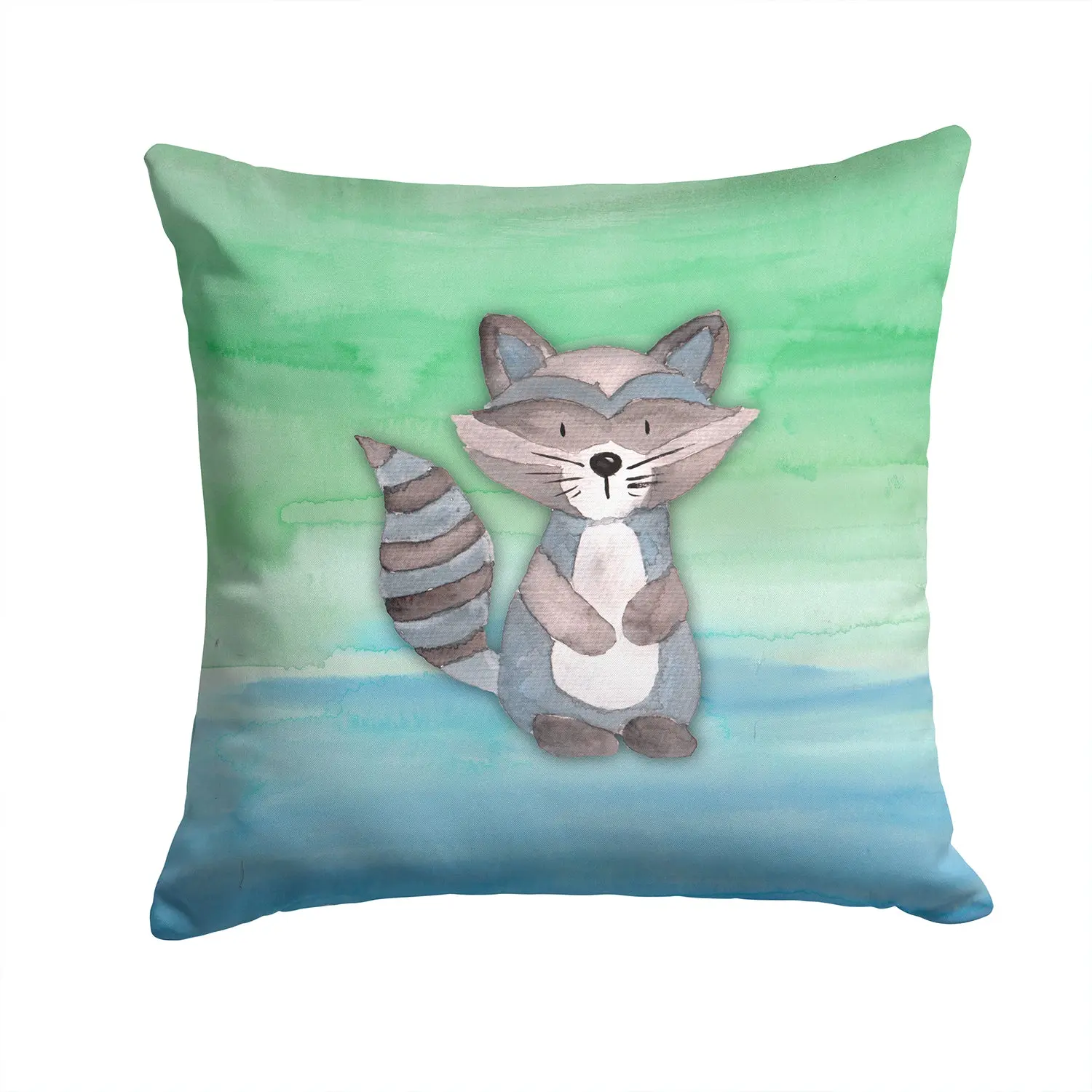 Raccoon Watercolor Decorative Throw Pillow 14x14 Indoor Outdoor Accent Cushion, Fabric Cover with Insert for Sofa, Bed, Porch & Living Room