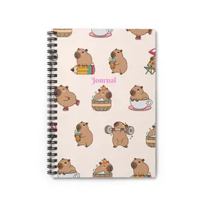 Cute Capybara Pattern Spiral Notebook | Ruled Journal