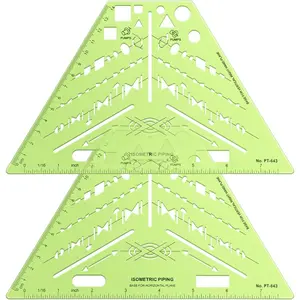 2 Pack Isometric Piping Template Professional Plumbing Elevation Guide for Electrical Drafting Drawing Stencil