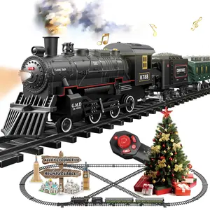 Electric Train Sets Remote Control for Kids Metal Alloy Christmas Train Toys Steam Locomotive, Glowing Passenger Carriages, Luxury Tracks, Light & Sounds Rechargeable Birthday Gifts for Boys Girls