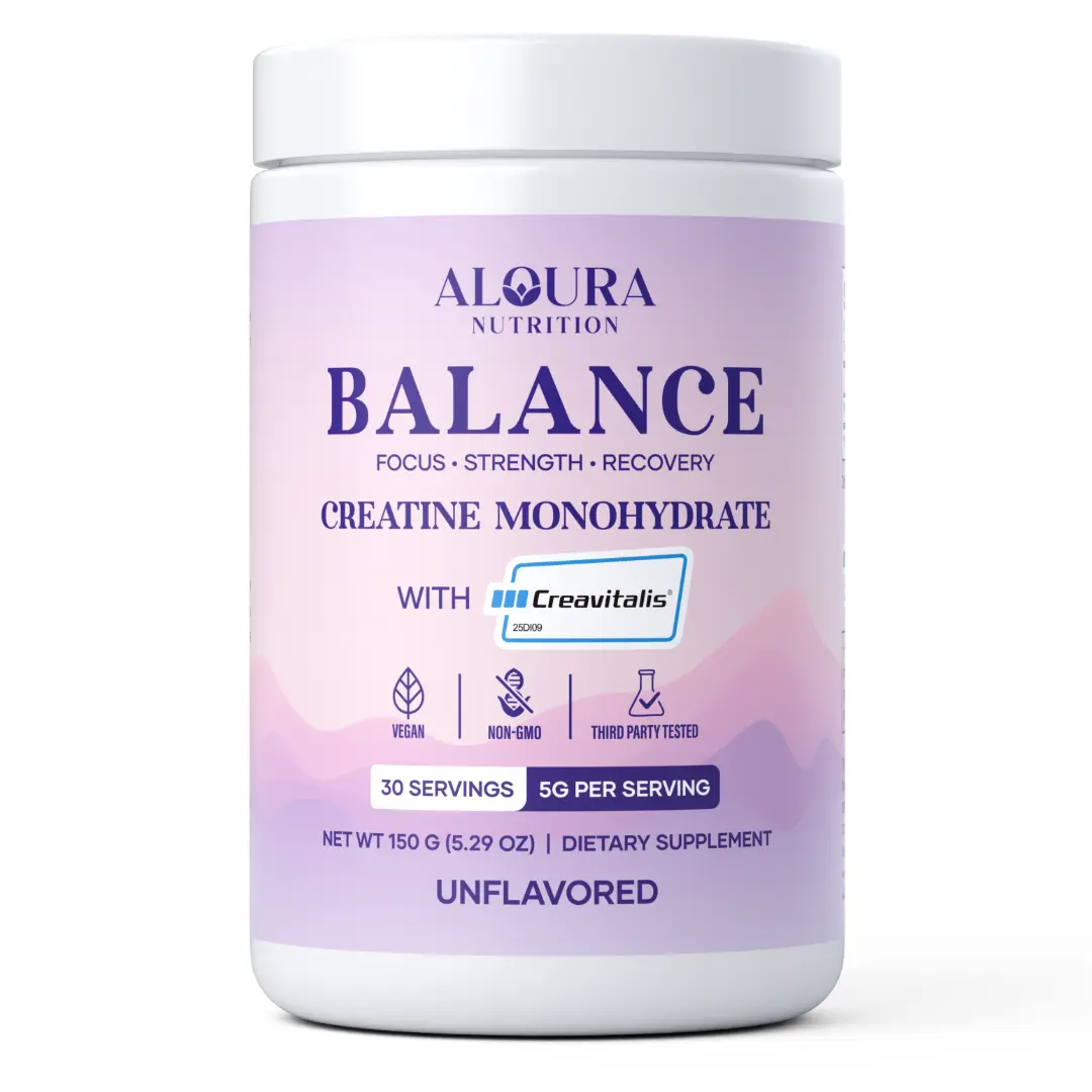 Aloura Balance Creatine Monohydrate for Women – 5g Micronized Creatine Powder with Creavitalis, Strength, Recovery & Daily Energy Support – Unflavored, 30 Servings