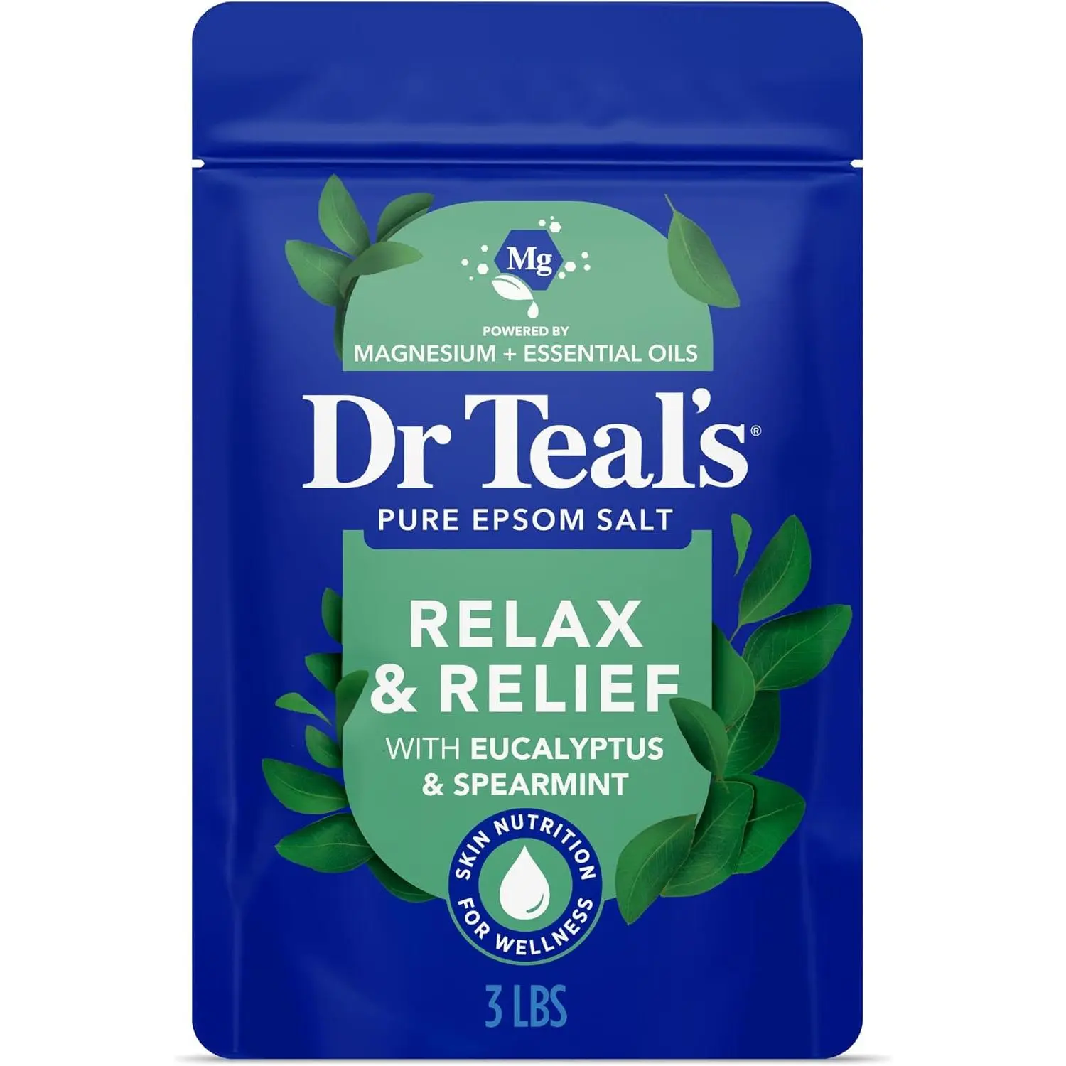 Find ur scents| Dr Teal's Epsom Salt Magnesium Soak, Relax & Relief with Eucalyptus & Spearmint Essential Oils, 3 lbs