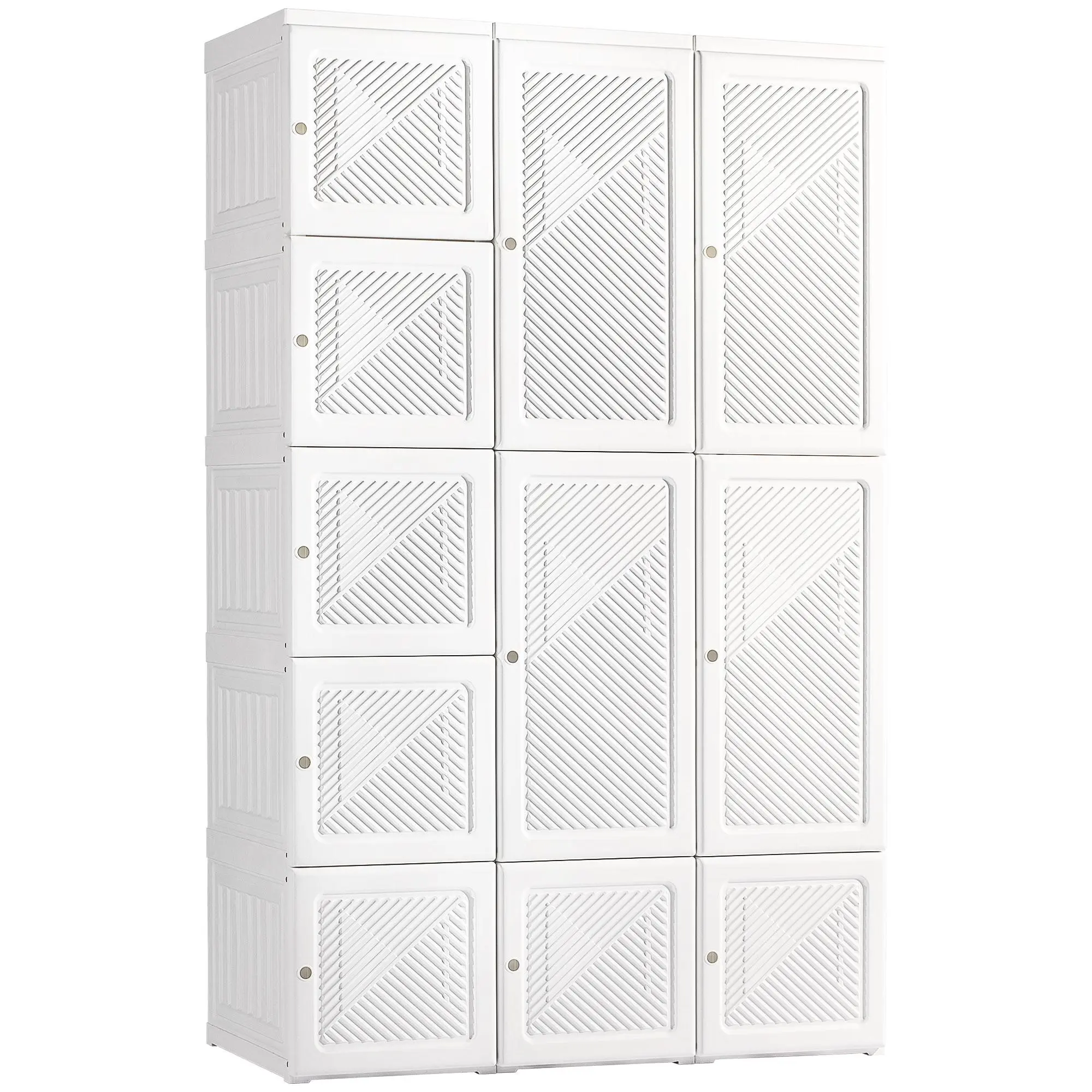 HOMCOM Folding Stackable Closet Armoire - Space-Saving Compact Cube Wardrobe, Portable Indoor Furniture for Small Spaces with Small Room Ideas, Rapid Expansion, Modular Shelving, 8 Cube Compartments, 2 Hanging Rods, 11 Magnetic Doors, White