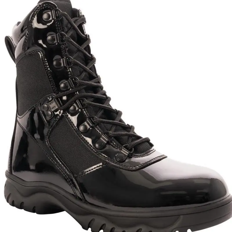 Rothco Men's 8-in High-Gloss Forced Entry Tactical Boots with Side Zipper - Work Protective Shoes for Police Officers, Slip-Resistant Sole, Moisture-Wicking Liner, Work Safety Footwear