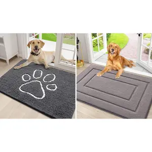 Dog Door Mat for Paws 2 Piece Set, (Dark Grey 30x20) and Frame (Grey 30x20) Doormat for Front Indoor Entrance