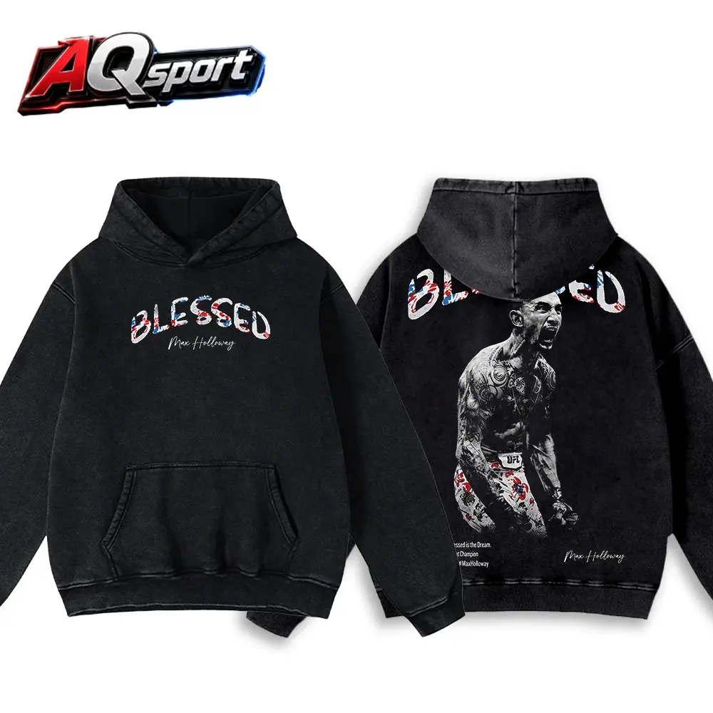 [AQSport] Max Holloway Blessed Tee, Blessed BMF T-shirt and Hoodie, UFC MMA Fan Custom Graphic Design, Gym Wear, Gift for Fighters, Sports Apparel