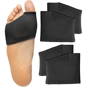 2 Pairs Fabric Sleeves with Gel Inserts Metatarsal Pads for Men and Women - Ball of Foot Pain Relief Cushions for Sesamoiditis, Metatarsalgia, Morton's Neuroma  (size L, Black) Footwear Insole