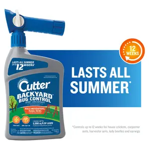 Cutter Backyard Bug Control Spray Concentrate, QuickFlip Hose-End Sprayer, 32 Ounce