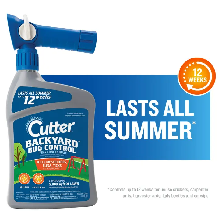 Cutter Backyard Bug Control Spray Concentrate, QuickFlip Hose-End Sprayer, 32 Ounce