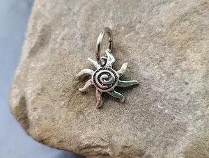 Belly Ring Sun Silver Tiny Hoop Clicker Celestial Cottagecore Fairycore Y2K Hippie Boho navel button piercing jewelry unique star moon cute