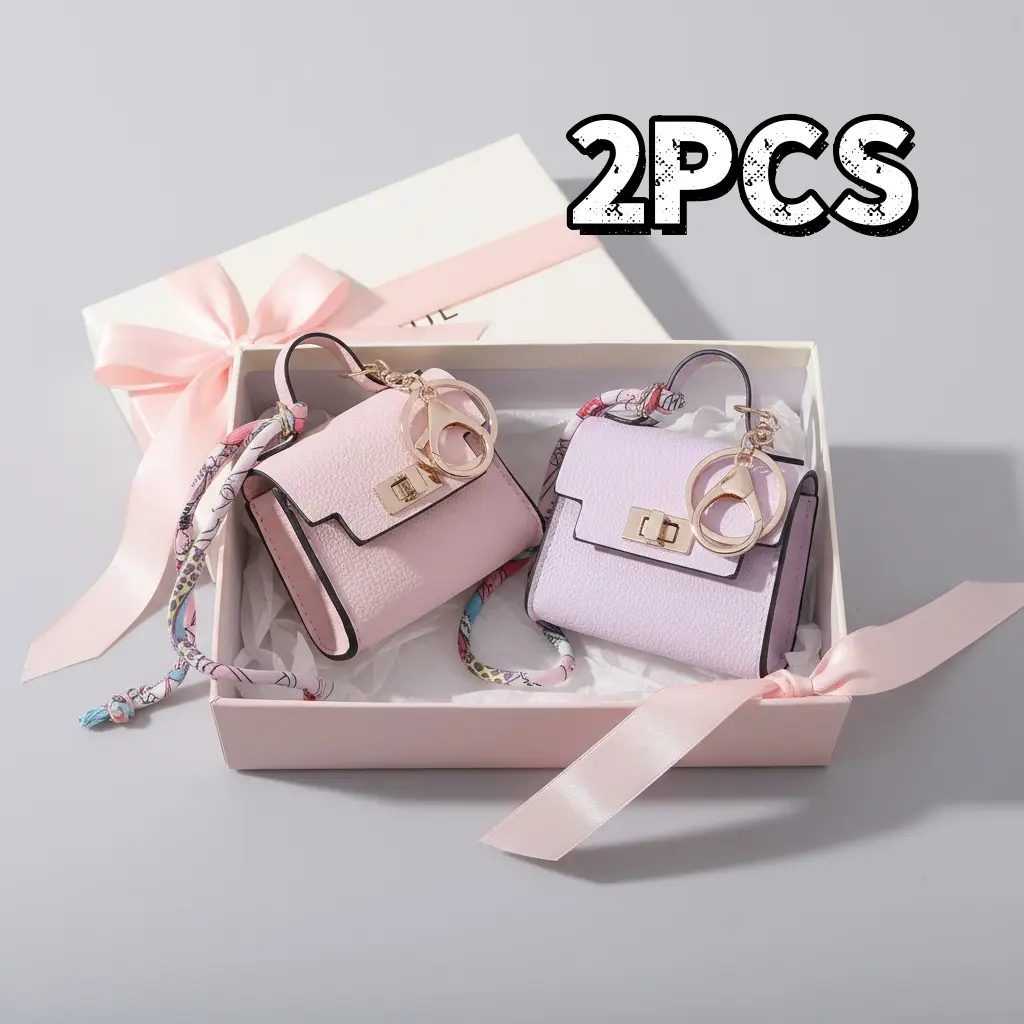 Luxe Mini Handbag Purse Charms (2-Pack) for Women, Stylish Playful Keychain and Purse Accessories, Waterproof & Dustproof, Ideal Bestie Birthday Gift