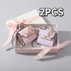 Luxe Mini Handbag Purse Charms (2-Pack) for Women, Stylish Playful Keychain and Purse Accessories, Waterproof & Dustproof, Ideal Bestie Birthday Gift