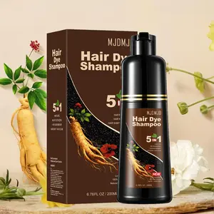 5-in-1 Herbal Hair Dye Shampoo,with Extracts of Fo-Ti And Ginger,Gentle Hydration Without Irritation,Fully Covers Gray Hair,Instantly Coloring,Long-Lasting Results,Suitable for All Hair Types,200 ml