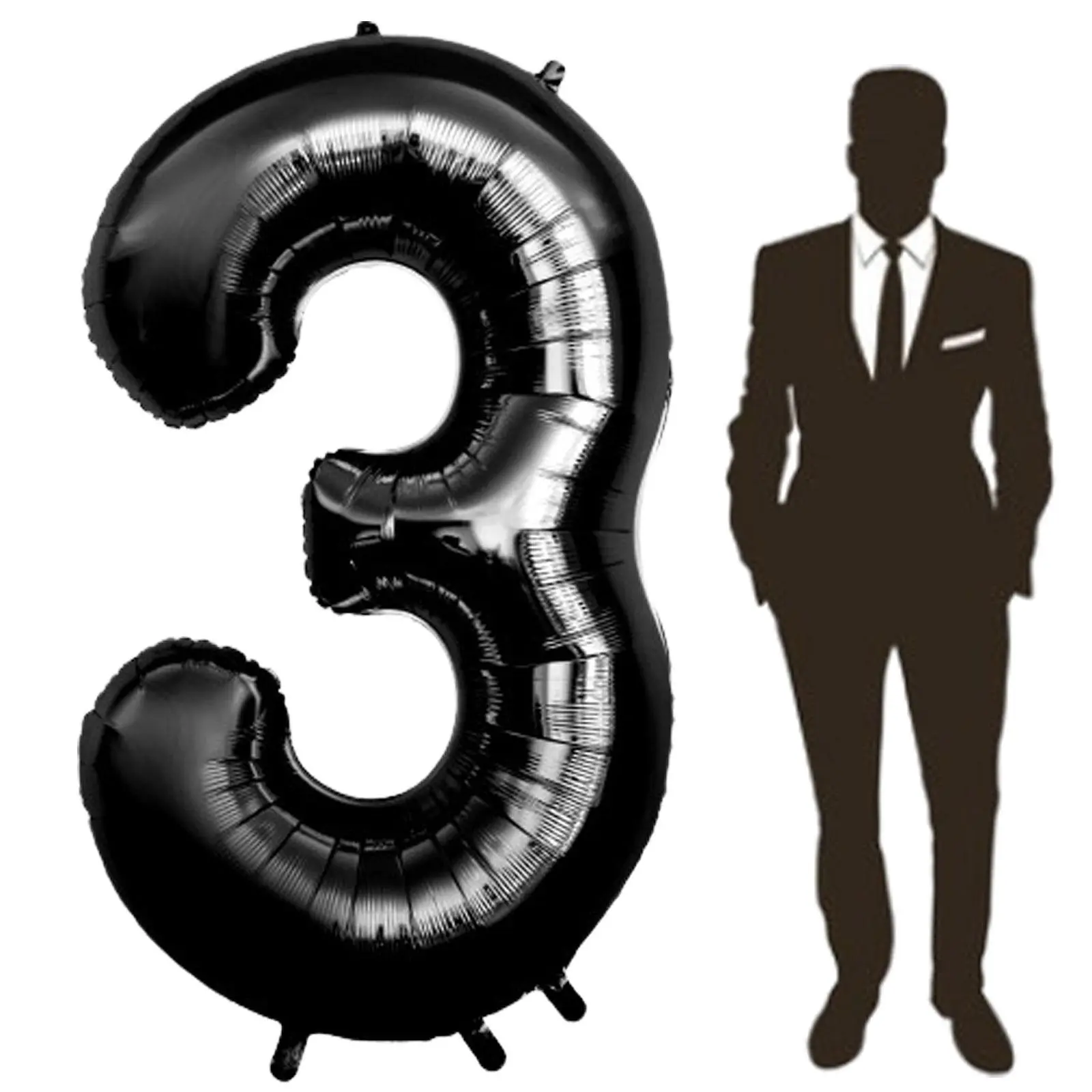 60 Inch Black Number Balloon Large Foil Number Balloons With Base, 0-12 Big Number Balloons for Birthday Party Supplies Decorations