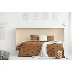 African Wax Print Microfiber Duvet Cover - Multi-Size, Original Design with Unique Mudcloth Black-on-Brown Lines, Soft Fabric, Invisible Zip Closure for Modern Boho Home Decor, Mudcloth Lines
