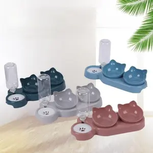 Cat/dog Bowl Pet Three-In-One 500ML Automatic Water Bowl, 3-In-1 Incline Design Protects Neck, Gravity Water Bottle Included, Drinking Water Bowl Automatic Water Feeder