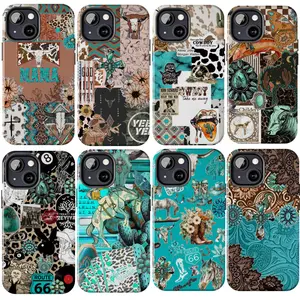 Vintage Western Cowgirl Turquoise Phone Case, Retro Cowboy Aesthtic For iPhone 17 16 15 14 13 12 11 X 8, Unique Accession, Durable Cover