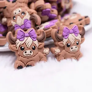 Baby Highland Cow silicone focal bead