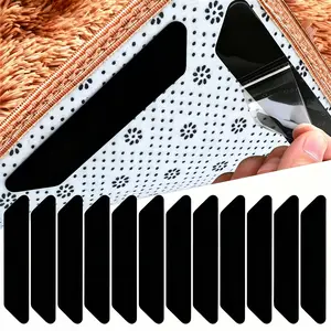 Invisible Creative Trapezium Floor MatSticker 12 Counts Set Non-slip Reusable RugPad Gripper for Home Carpet Floors Stability & Versatile Use