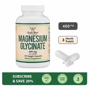 Magnesium Glycinate | 400 mg | 90 Count | Boost Mood & Well-Being | Promote Calmness & relaxation | Support Bone Health | Double Wood Supplements