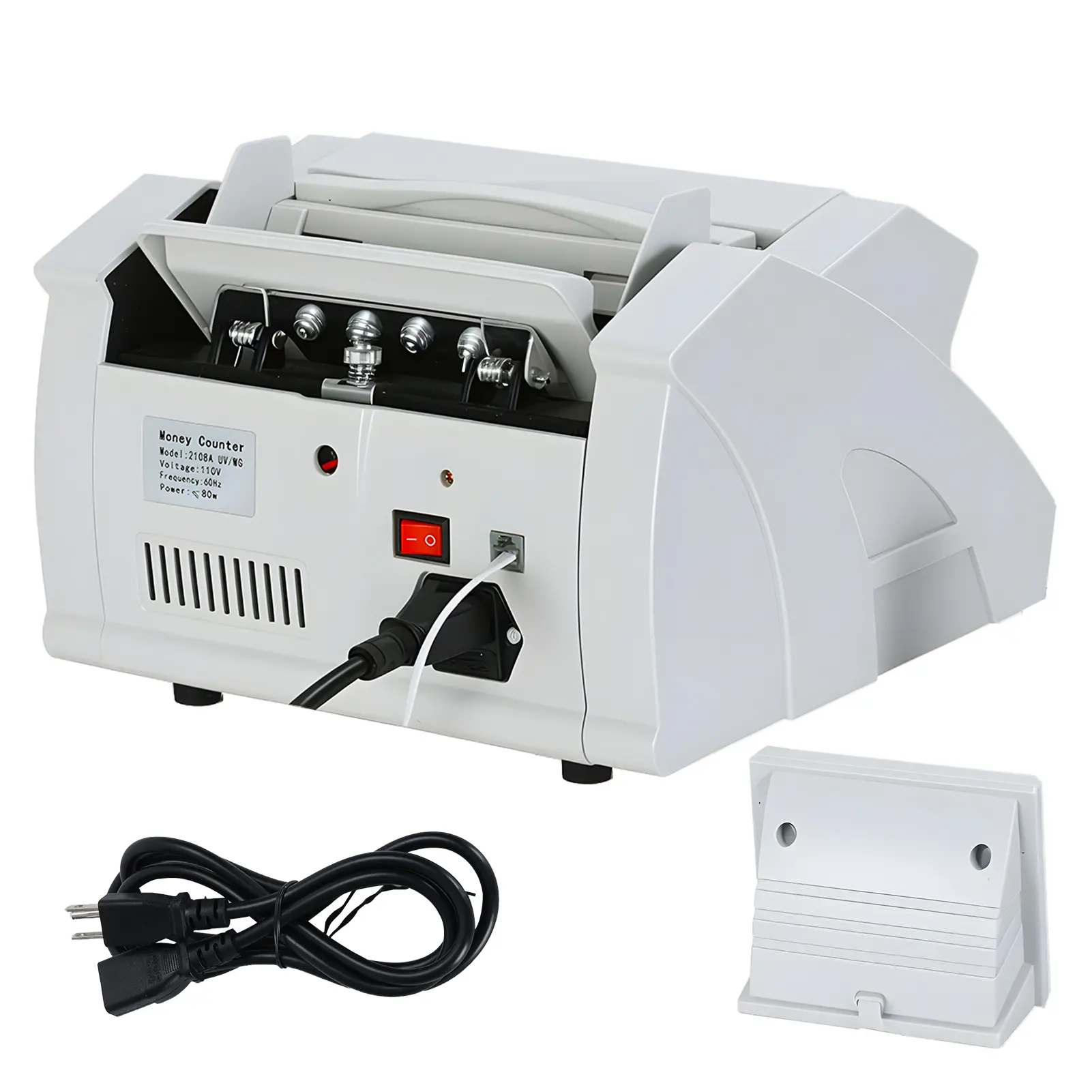 Money Counter Machine with Value Count, UV/MG/IR Counterfeit Detection Function Cash Counter, LCD Display Cash Counter with Add and Batch Modes, Mix Denomination Counter Machine for Bank Supermarket