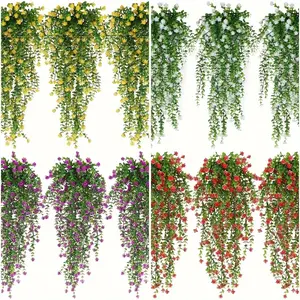 5 bundles Artificial Hanging Flowers, Hanging Plants Flower Bouquet Hanging Vine Plants Drooping Plants for Wall Home Garden Yard Patio Wedding Indoor Outdoor DecorationBedroom, Kitchen, Livingroom, Balcony, Office and Party Decoration