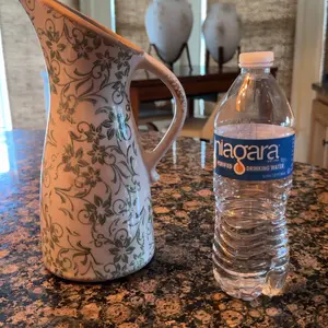 Nearly Natural 10" Tuscan Ceramic Green Scrollitcher Vase