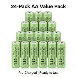 AA Rechargeable Batteries 1.2V NiMH, Pre-Charged Ready to Use, 2000mAh, 24-Pack Value Pack for Remotes Toys Clocks, High Capacity Battery, Long Lasting Battery
