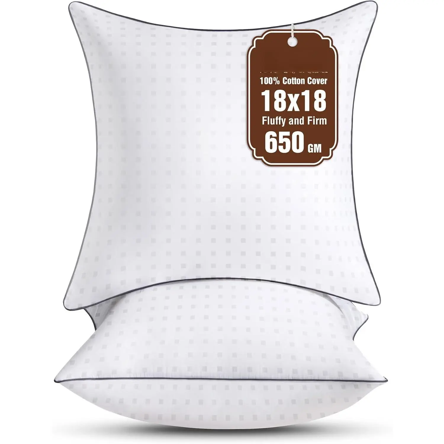 18"x18" Pillow Inserts Set of 2 with   Cover Decorative Square Throw 18 Pillows for Couch, Sofa and Bed - White(2, 18x18)