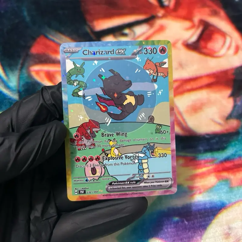 Bubble Shiny Charizard Handcrafted Card | Holographic Stars Finish | Fan Art Card