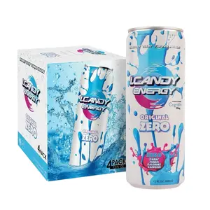 I.CANDY ZERO Energy Drink Caffeine Free, Zero Sugar Zero Calorie Energy Drinks 4 Pack 12 oz Cans, 250mg Cognizin Citicoline, No Caffeine Mental Focus Energy