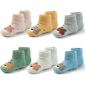 qqc F-SOK08  Baby Non Slip Warm Socks Baby Boys Thick Winter Socks with Grips for Baby Girls Non Skid Socks 6 Pack